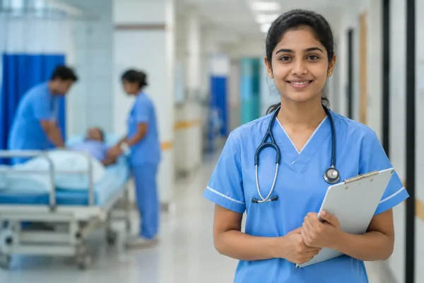 Students attending Diploma in Nursing course training in Madurai Tamil Nadu India